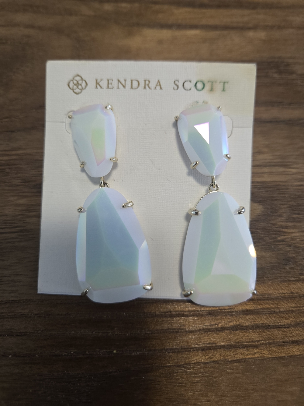Kendra Scott Katie Statement Earrings White Iridescent in Gold Hardware - Picture 3 of 6